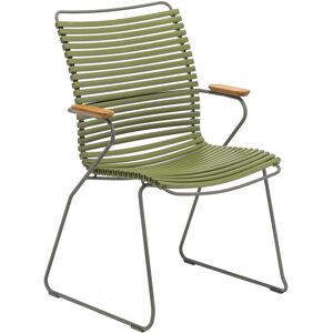 Chaise en métal et plastique vert olive avec grand dossier CLICK - Houe