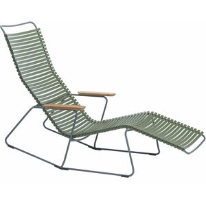 Chaise lounge modulable en métal et plastique vert olive CLICK - Houe