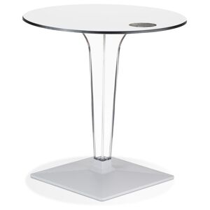 ALTEREGO Table de terrasse ronde 'VOCLUZ' blanche interieur/exterieur - Ø 68 cm