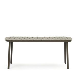 Kave Home Joncols - Table à manger de jardin aux bords arrondis en aluminium 180x90cm - Couleur - Vert