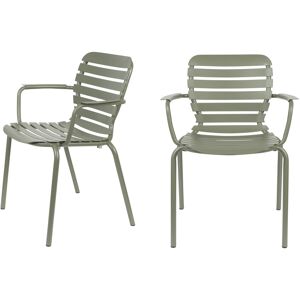 Zuiver Vondel - Lot de 2 fauteuils de jardin en métal - Couleur - Vert de gris