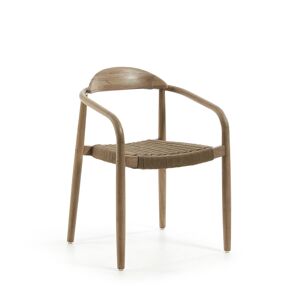 Kave Home Nina - Lot de 4 chaises en acacia et corde pieds bois clair - Couleur - Beige