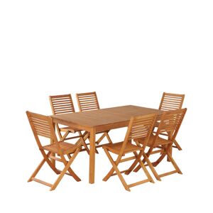 No name Saila - Ensemble de jardin 1 table et 6 chaises en bois d'eucalyptus - Couleur - Bois clair