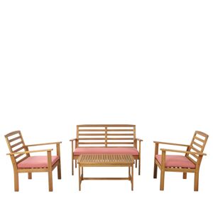 No name Kimo - Salon de jardin 1 canapé, 2 fauteuils et 1 table basse en bois d'acacia - Couleur - Terracotta