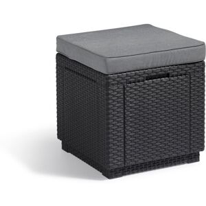 Allibert pouf de jardin Cube graphite avec coussin - 42 x 42 x 30 - Publicité