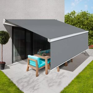 IDMarket Store banne 3,95x3 m enroulable gris anthracite