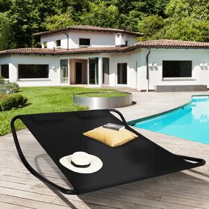 IDMarket Lit bain de soleil double en toile noire