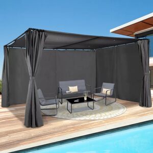 IDMarket Pergola SAN JOSE 3x4 M tonnelle de jardin avec rideaux toile grise tente de réception - Publicité