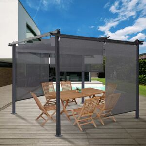 IDMarket Lot de 3 stores enrouleurs tamisants L.124 x H. 225 CM pour pergola gris anthracite