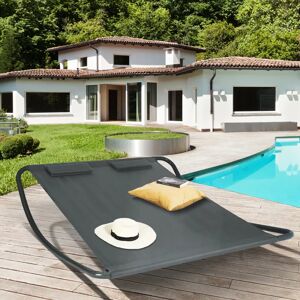 IDMarket Lit bain de soleil 2 places gris anthracite en toile - Publicité