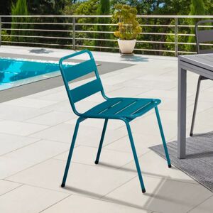 IDMarket Lot de 6 chaises de jardin empilables en acier gris anthracite, noir et bleu