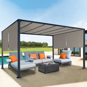 IDMarket Pergola avec rideaux coulissants taupe 3x4m