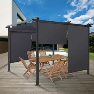 IDMarket Lot de 2 stores enrouleurs gris pour pergola