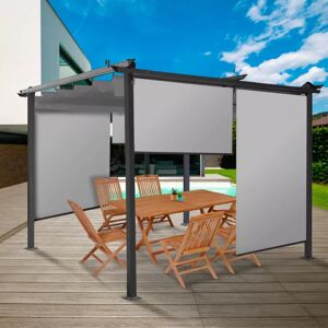 IDMarket Lot de 2 stores enrouleurs gris clair pour pergola