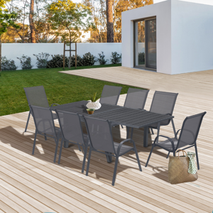 IDMarket Salon de jardin avec table extensible 8 places