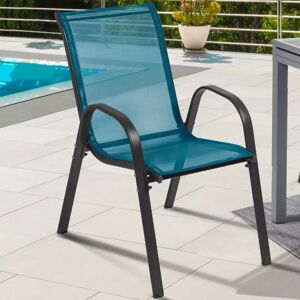 IDMarket Chaises de jardin empilables bleu canard : lot de 6