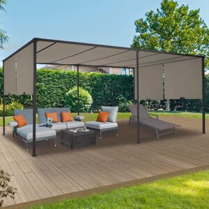 IDMarket Pergola avec toiles coulissantes coloris taupe