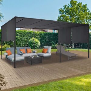 IDMarket Pergola avec rideaux coulissants gris anthracite 3x6m