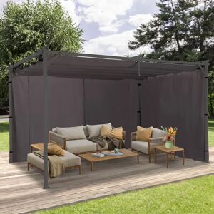 IDMarket Rideaux pour pergola 3x4m coloris gris