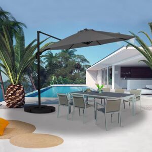 IDMarket Parasol déporté 3 m diamètre rotatif 360 coloris gris