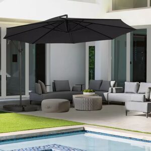 IDMarket Parasol déporté 3,5 m diamètre rotatif 360 coloris gris