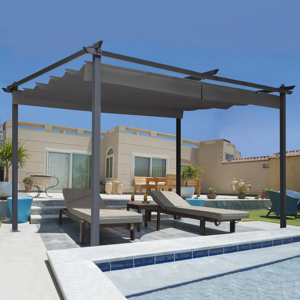 IDMarket Pergola toit rétractable gris 3x4 M