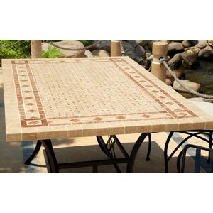 LivingRoc Table de jardin mosaA¯que marbre pierre naturelle 160-200-240 TOSCANE