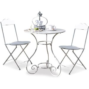 LOBERON Ensemble table et chaises Iteuil, blanc vieilli (69.5 x 69.5 x 91.5cm) - Publicité