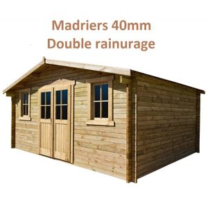 Abri de jardin 16m² PLUS en bois 40mm traité teinté marron Gardy Shelter - Publicité