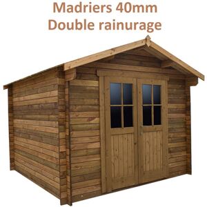 Gardy Shelter Abri de jardin 9m² PLUS en bois 40mm traité teinté marron Gardy Shelter