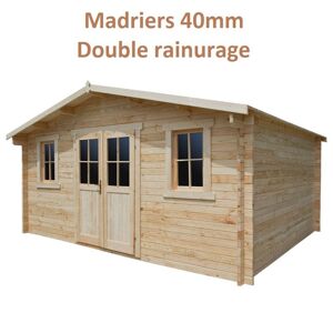 Abri de jardin 16m² PLUS en bois 40mm brut Gardy Shelter