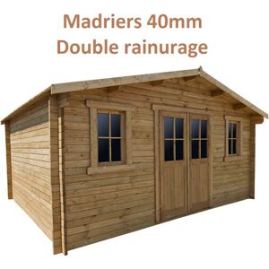 Gardy Shelter Abri en bois massif 19,8m² PLUS 40mm traité teinté marron Gardy Shelter