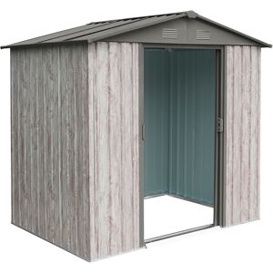 X-Metal Abri de jardin métal 2,54m² WoodTouch beige  + kit d'ancrage X-METAL