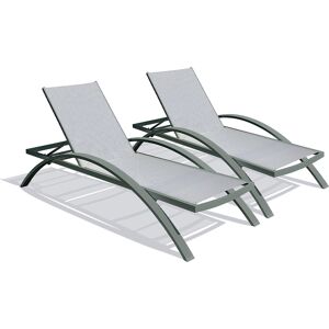 DCB Garden Bain de soleil en aluminium avec assise en textilène - Barcelona (Lot de 2) - Publicité