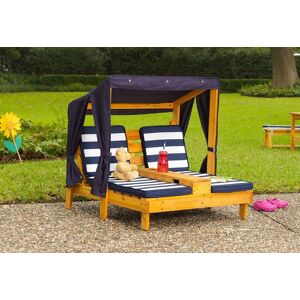 Kidkraft Chaise Longue Double en Bois pour Enfant + Auvent et Coussins Bleus - Publicité