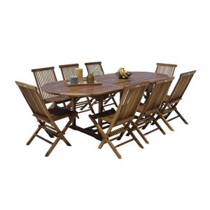 Wilsa Salon de jardin en bois de teck – 1 table 240 cm et 8 chaises - Publicité