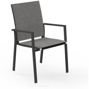 TALENTI set de 4 chaises avec accoudoirs d'extérieur MAIORCA Collection PiùTrentanove (Charcoal - Aluminium verni et tissu)