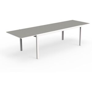 TALENTI table extensible a rallonge d'exterieur MAIORCA Collection PiuTrentanove (White / Dove - Aluminium peint, tissu et verre)