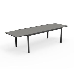 TALENTI table extensible a rallonge d'exterieur MAIORCA Collection PiuTrentanove (Charcoal / Grey - Aluminium peint, tissu et verre)