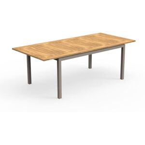 TALENTI table extensible a rallonge d'exterieur 156-214 cm TIMBER Collection PiuTrentanove (Dove - Aluminium verni et Teck)