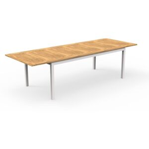 TALENTI table extensible a rallonge d'exterieur 200-280 cm TIMBER Collection PiuTrentanove (White - Aluminium verni et Teck)