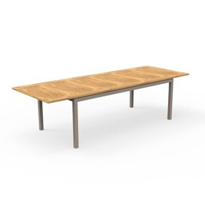 TALENTI table extensible a rallonge d'exterieur 200-280 cm TIMBER Collection PiuTrentanove (Dove - Aluminium verni et Teck)
