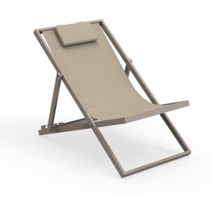 TALENTI transat bain de soleil chaise longue d'extérieur TOUCH Collection PiùTrentanove (Dove - Aluminium verni et tissu) - Publicité