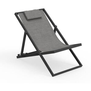 TALENTI transat bain de soleil chaise longue d'exterieur TOUCH Collection PiuTrentanove (Charcoal - Aluminium verni et tissu)