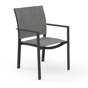 TALENTI set de 4 chaises avec accoudoirs d'extérieur TOUCH Collection PiùTrentanove (Charcoal - Aluminium verni et tissu)