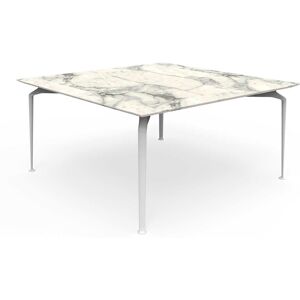 TALENTI table d'extérieur ronde 150 x 150 cm CRUISE ALU Collection Icon (White - Grès Calacatta, aluminium peint)