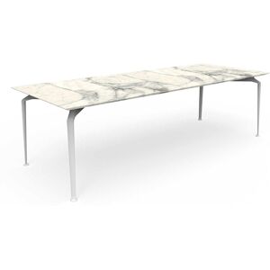 TALENTI table d'extérieur ronde 250 x 100 cm CRUISE ALU Collection Icon (White - Grès Calacatta, aluminium peint)