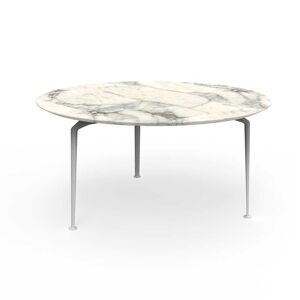 TALENTI table d'extérieur ronde Ø 150 cm CRUISE ALU Collection Icon (White - Grès Calacatta, aluminium peint)