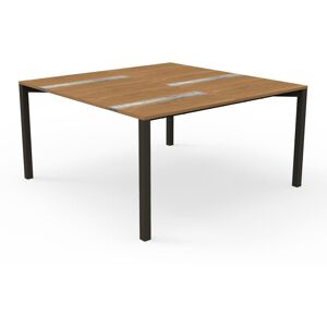 TALENTI table 150x150 cm d'extérieur CASILDA Collezione Icon (Mokka - Acier peint, iroko et titane travertin)