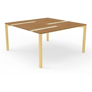 TALENTI table 150x150 cm d'extérieur CASILDA Collezione Icon (Gold - Travertin en acier peint, iroko et argent)